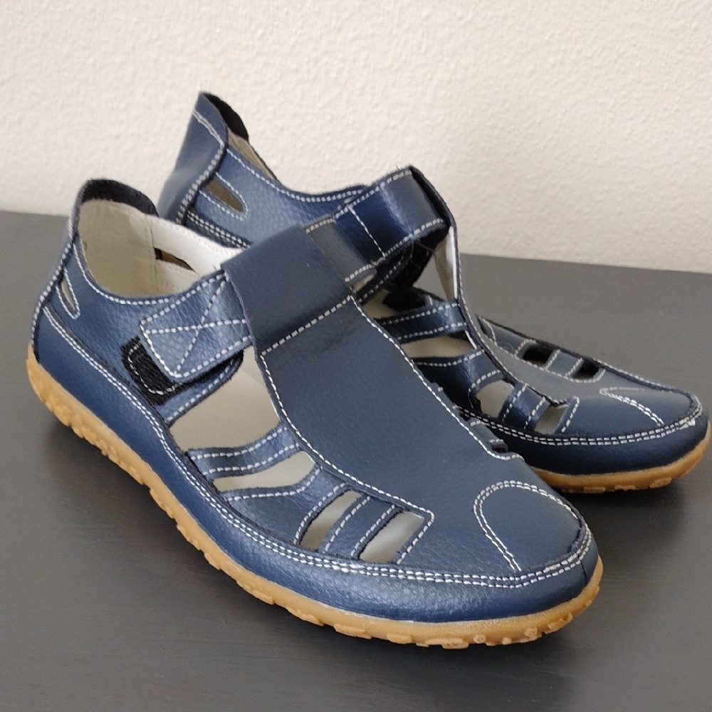 Women's Blue Leather Sandals